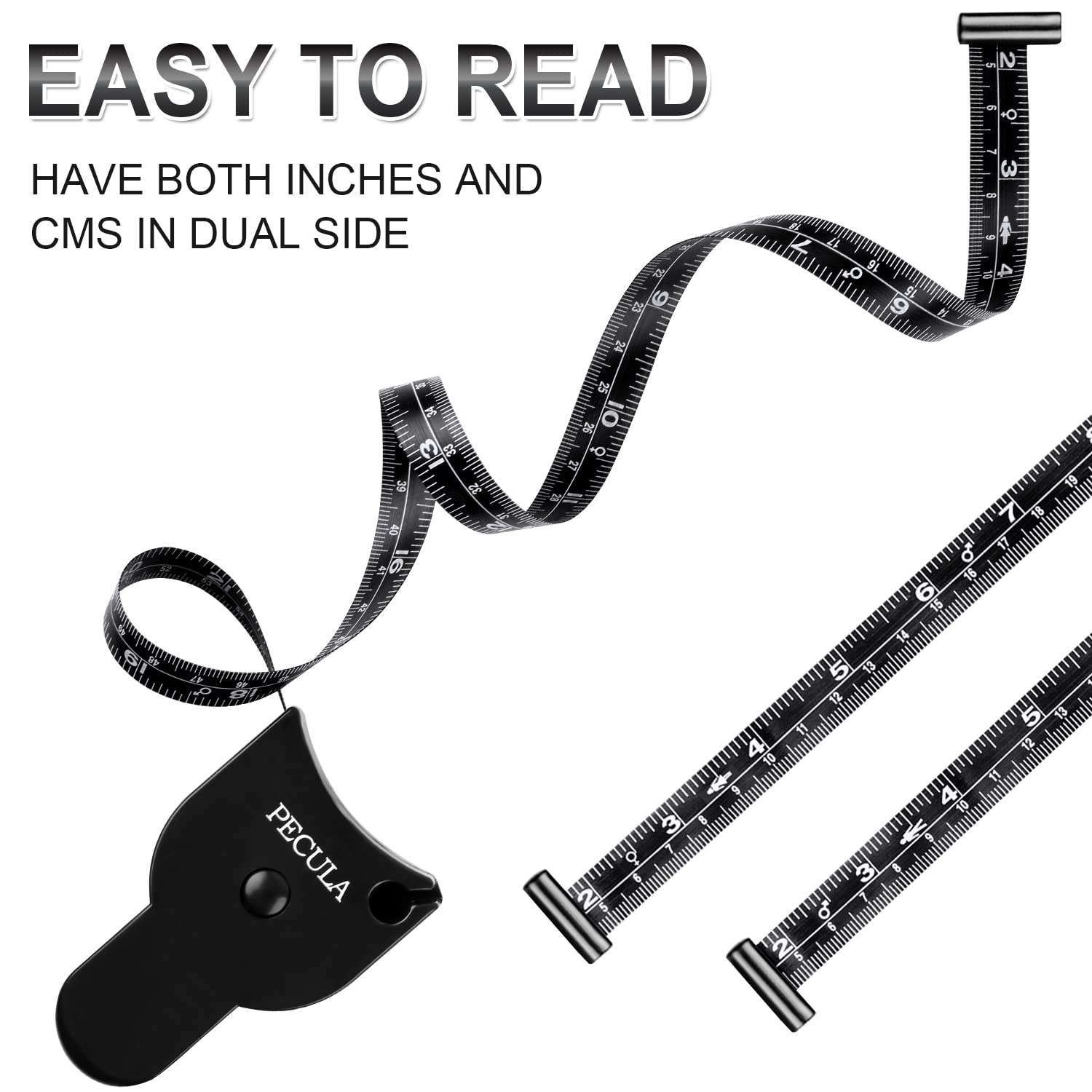 Body Measuring Tape 60 inch, Measure, Lock Pin and Push Black gallery