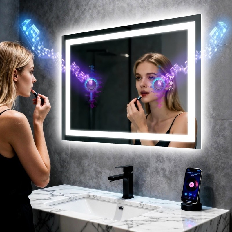 Oval/Round/Rectangle LED Lighted Bathroom Mirror Bluetooth Anti-fog Shatterproof gallery