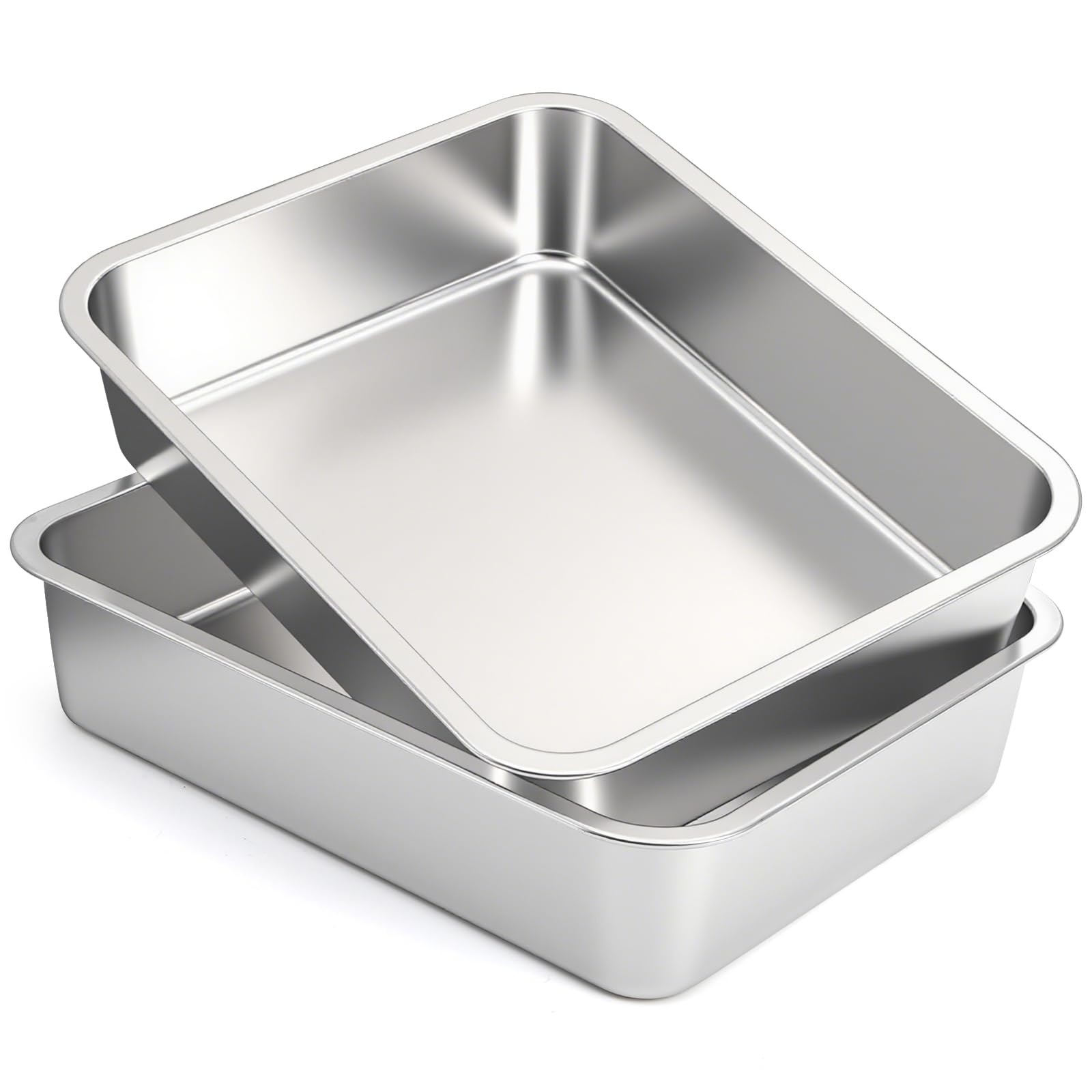 2 Pack 12 Liter Stainless Steel Commercial Bus Tubs, 4" Deep Heavy Duty Metal... gallery
