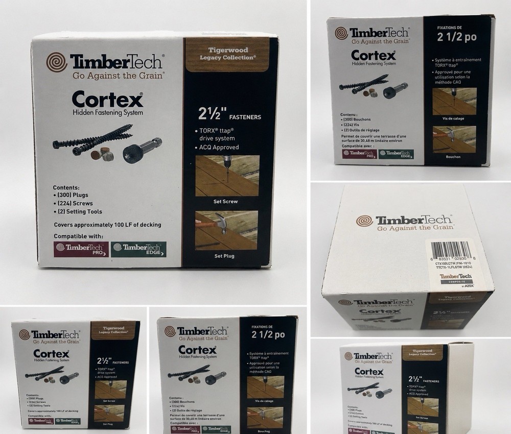 TimberTech Cortex Hidden Plug Fasteners Tigerwood 2 1/2" 300 PLUGS 224 SCREWS