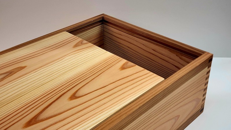 Large Japanese Cedar Box With Dark Edge Accent. Sliding Lid. Made In The USA gallery
