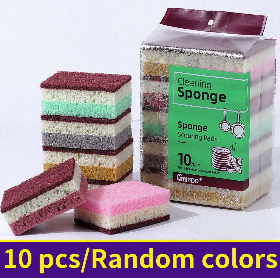 10pcs High Density Sponge Cleaning Cloth: Non-Greasy Dishwashing & Kitchen Tool gallery