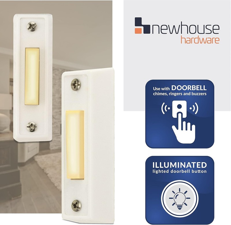 Durable Rectangular Lighted Doorbell Button - Easy Wall Mount Solution in White gallery