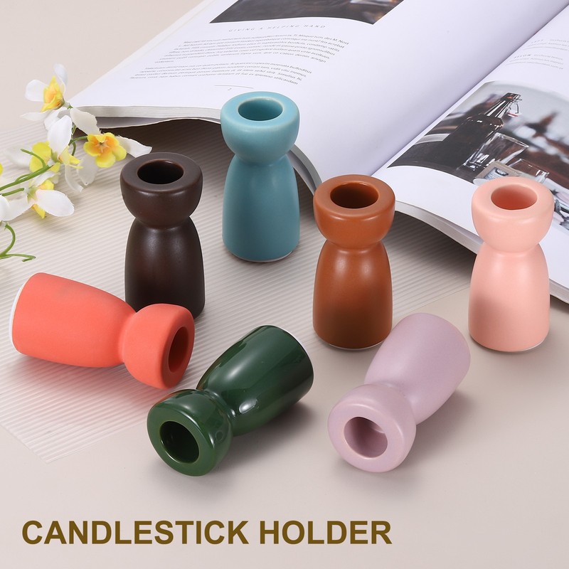 3 Pack Candlestick Holder Light Yellow/Dark Red/Light Blue Candle Holder gallery