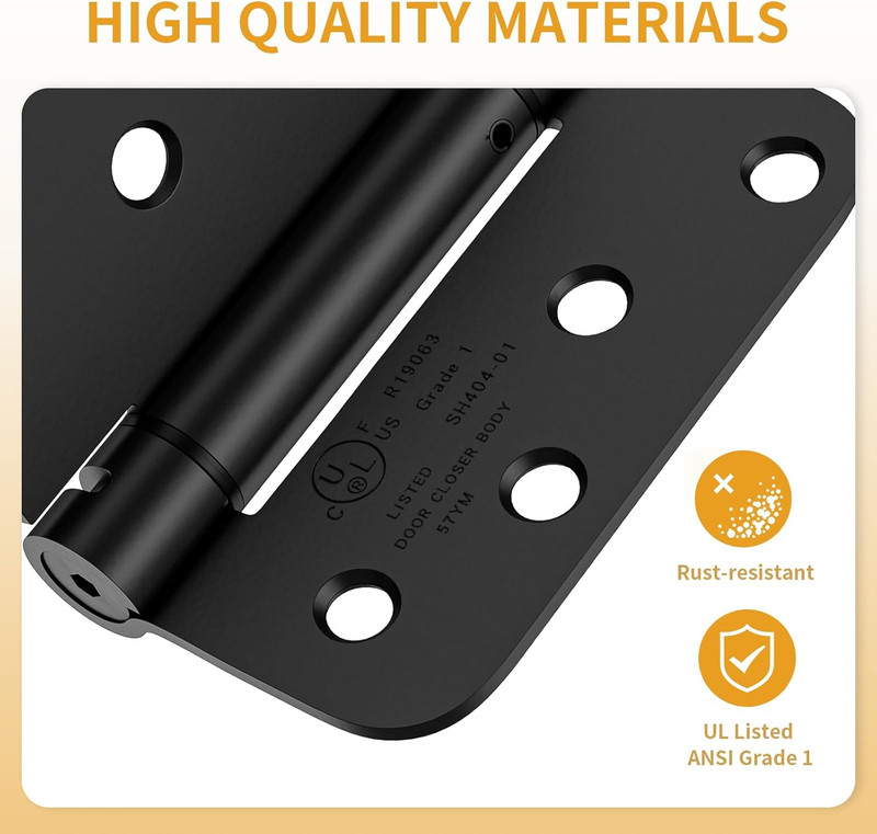3 Pack Self Closing Door Hinges 4 Inch, Matte Black Spring Loaded Hinges with 5/ gallery