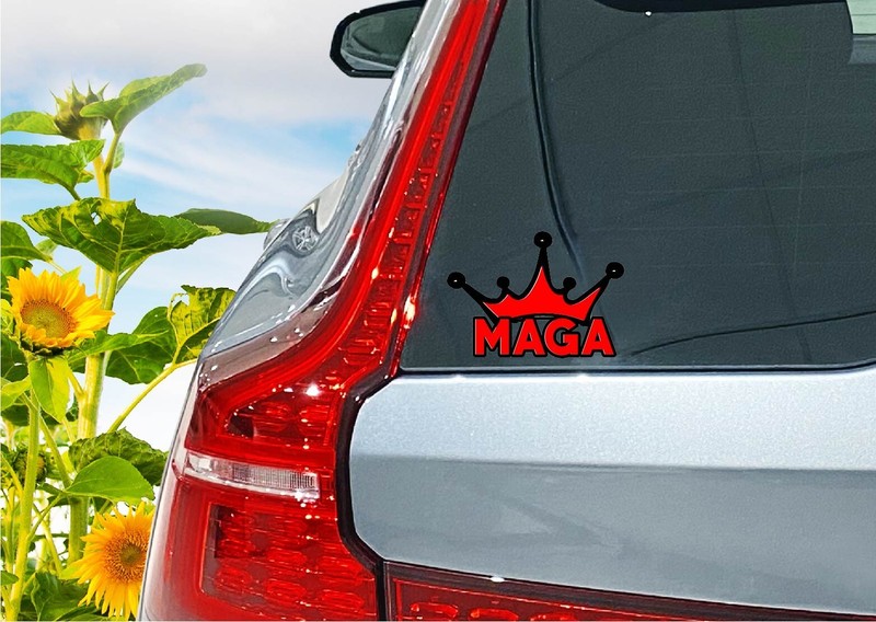 MAGA Crown King Decal Sticker Printed Die Cut Trump America USA 47 Red Crown Hat gallery