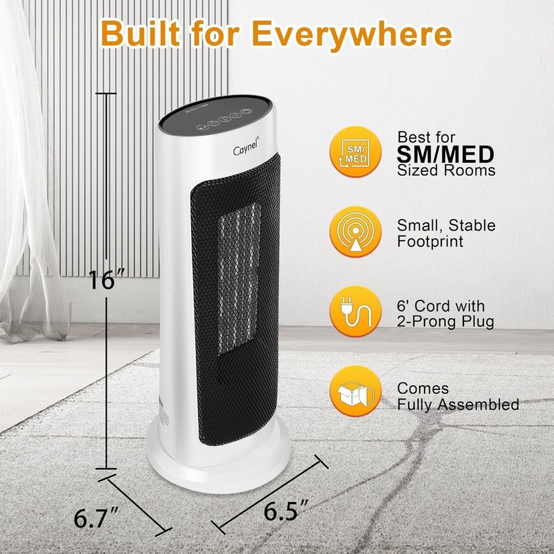 Oscillating Portable Ceramic Tower Heater 1500W Digital Thermostat 12Hour Timer gallery