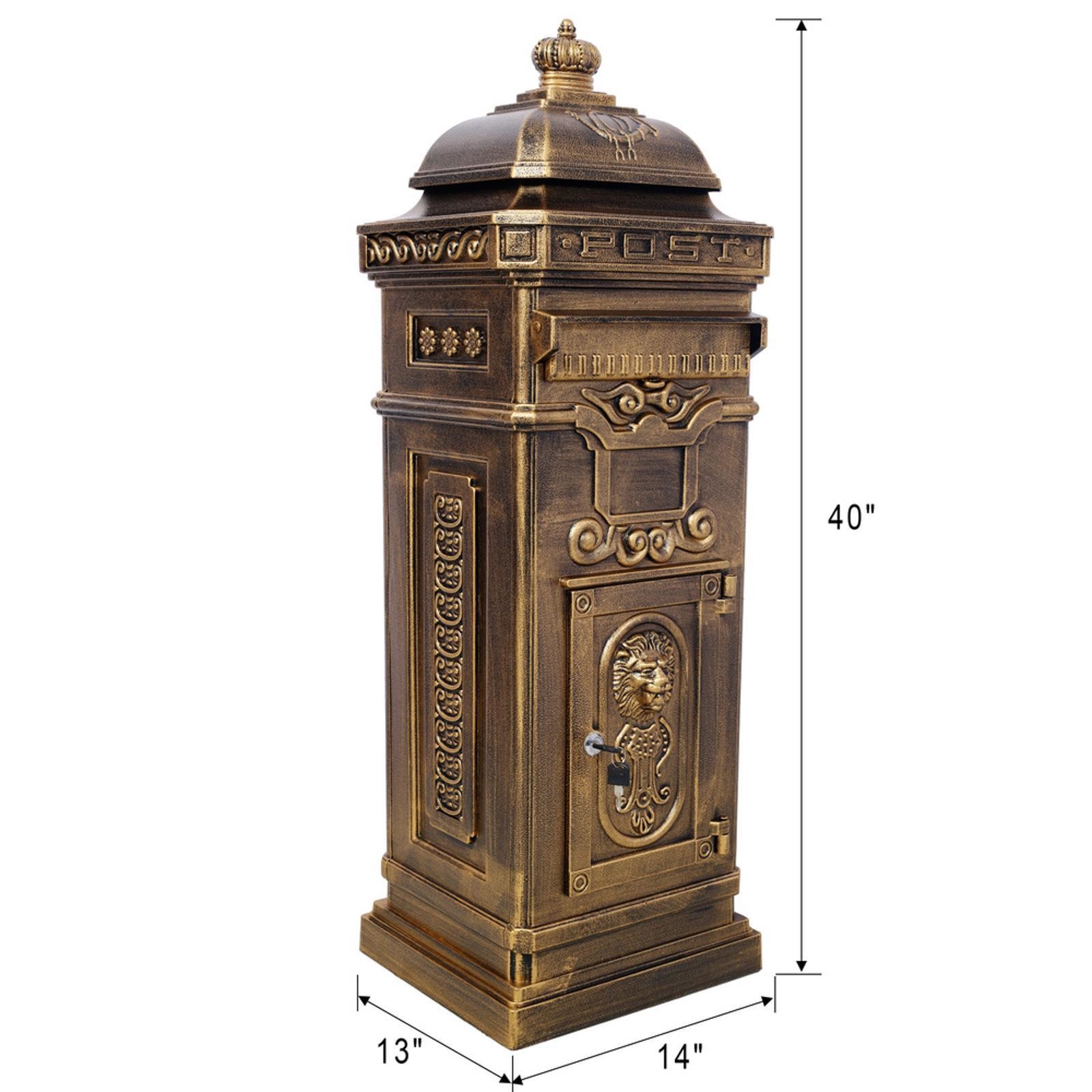Large Capacity Copper Mailbox Outdoor Lockable Parcel Box Vintage Residential gallery