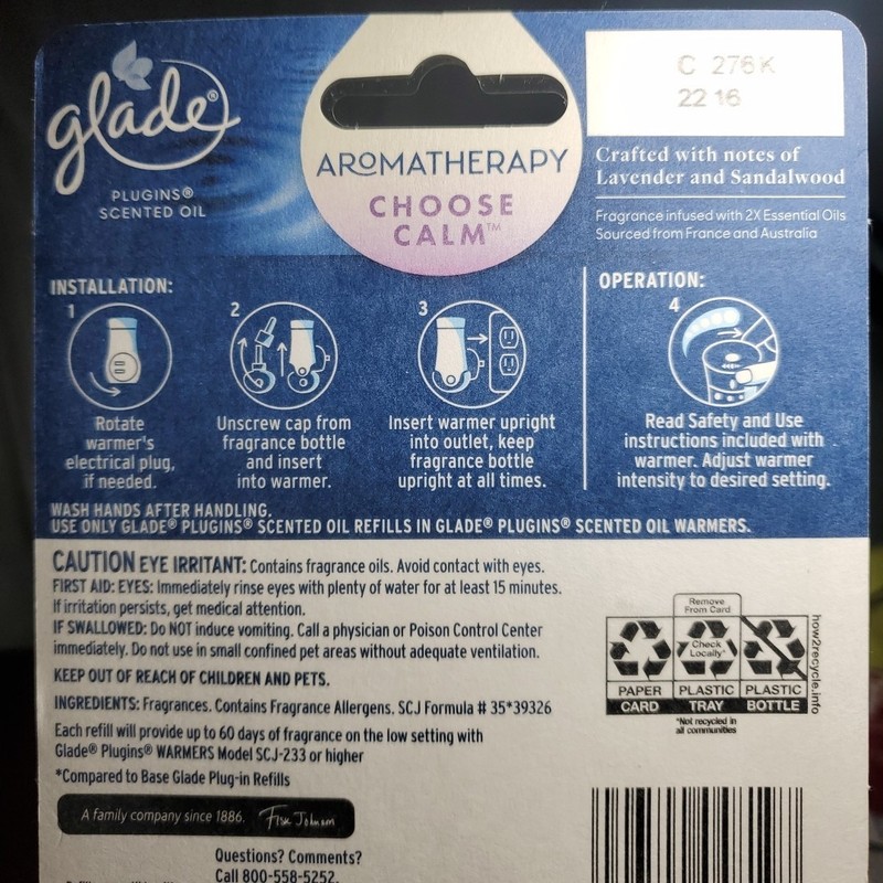Glade 2.68oz PlugIns Scented Oil Refill Lavender Sandalwood Choose Calm NEW gallery