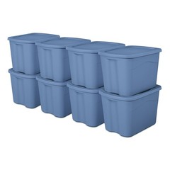 18 Gallon Sterilite Large Storage Bin with Snap-on Lid, 8 Pack