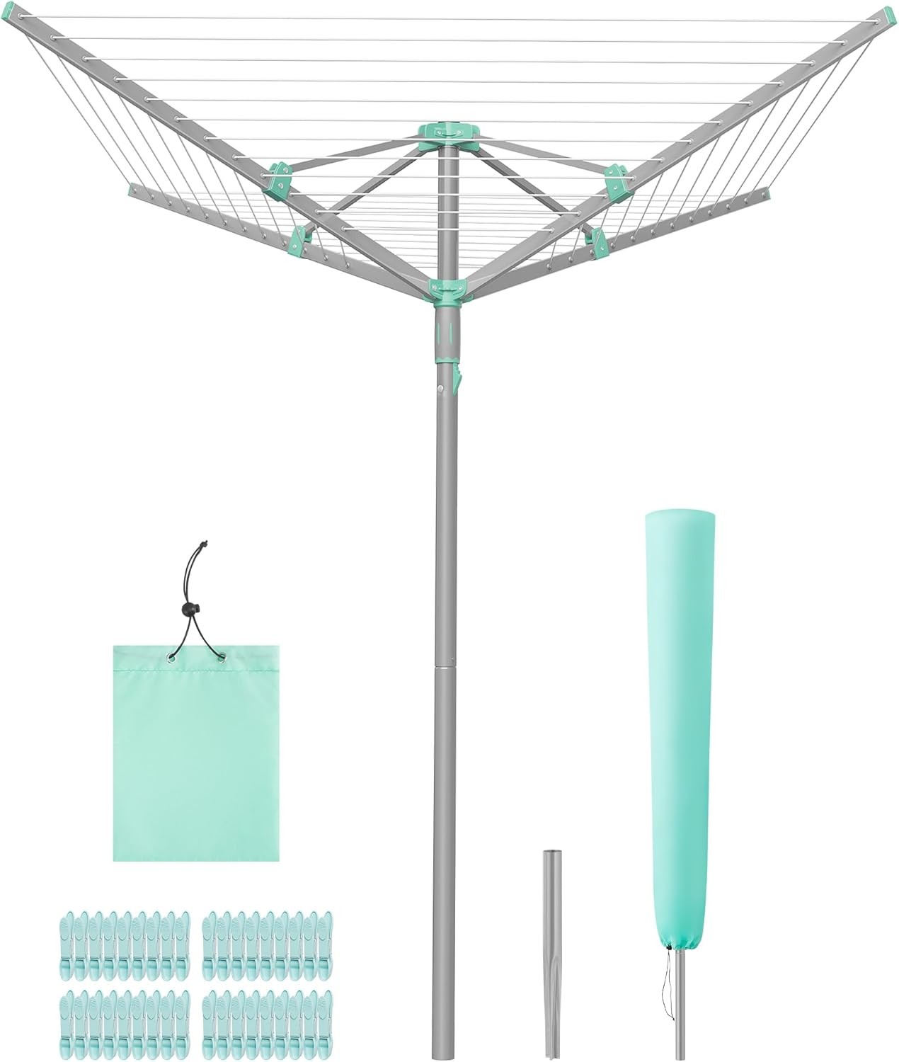 Umbrella Clothesline Rotary Washing Line Foldable Heavy-Duty Outdoor Clothes US gallery