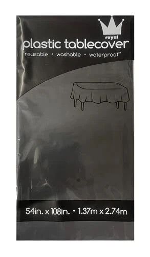 ROYAL7 3 Pack Rectangle Disposable Plastic Rectangle, 54in. X108in. Black gallery