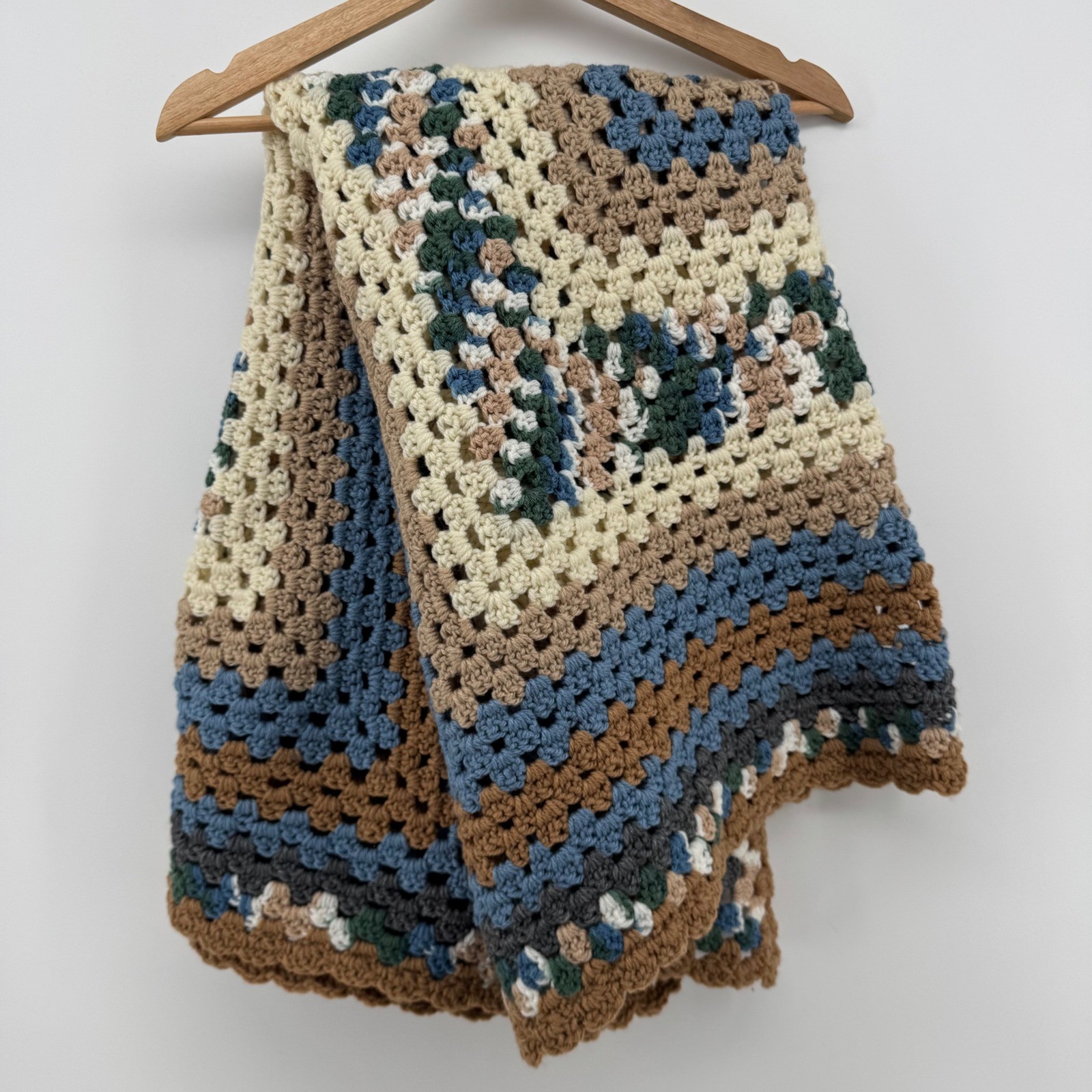 Handmade Crochet Granny Square Throw Afgan Lap Blanket 44x44 Boho Vintage Retro gallery