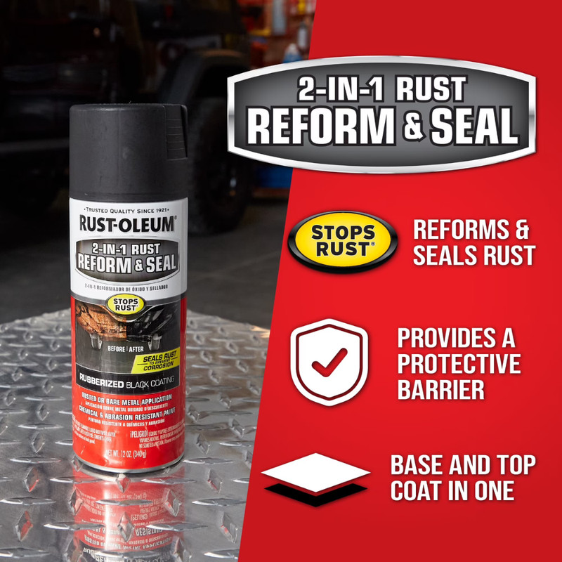 (2 Pack) Black, Rust-Oleum Stops Rust 2 In 1 Rust Reform and Seal Spray, 12 Oz gallery