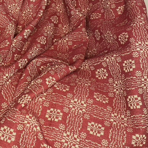 NEW Primitive RED TAN WOVEN THROW 52" x 74" GETTYSBURG Cotton Farmhouse Chic gallery