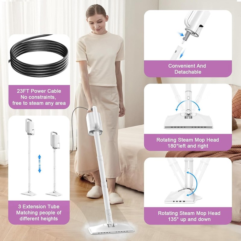 Steam Mop 6-in-1 Multi-Surface Floor Cleaner with Removable Tank 1200W gallery