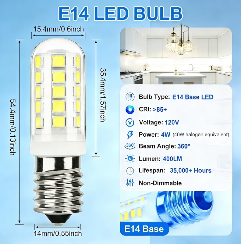 Versatile 5-Pack E14 LED 4W Daylight White Bulbs - Ideal for Multiple Fixtures gallery