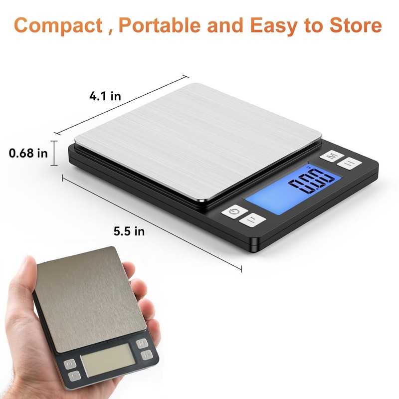 BOMATA 0.01g Small Digital Gram Scale, USB Rechargeable, Upgraded 1kg Jewelry Sc gallery