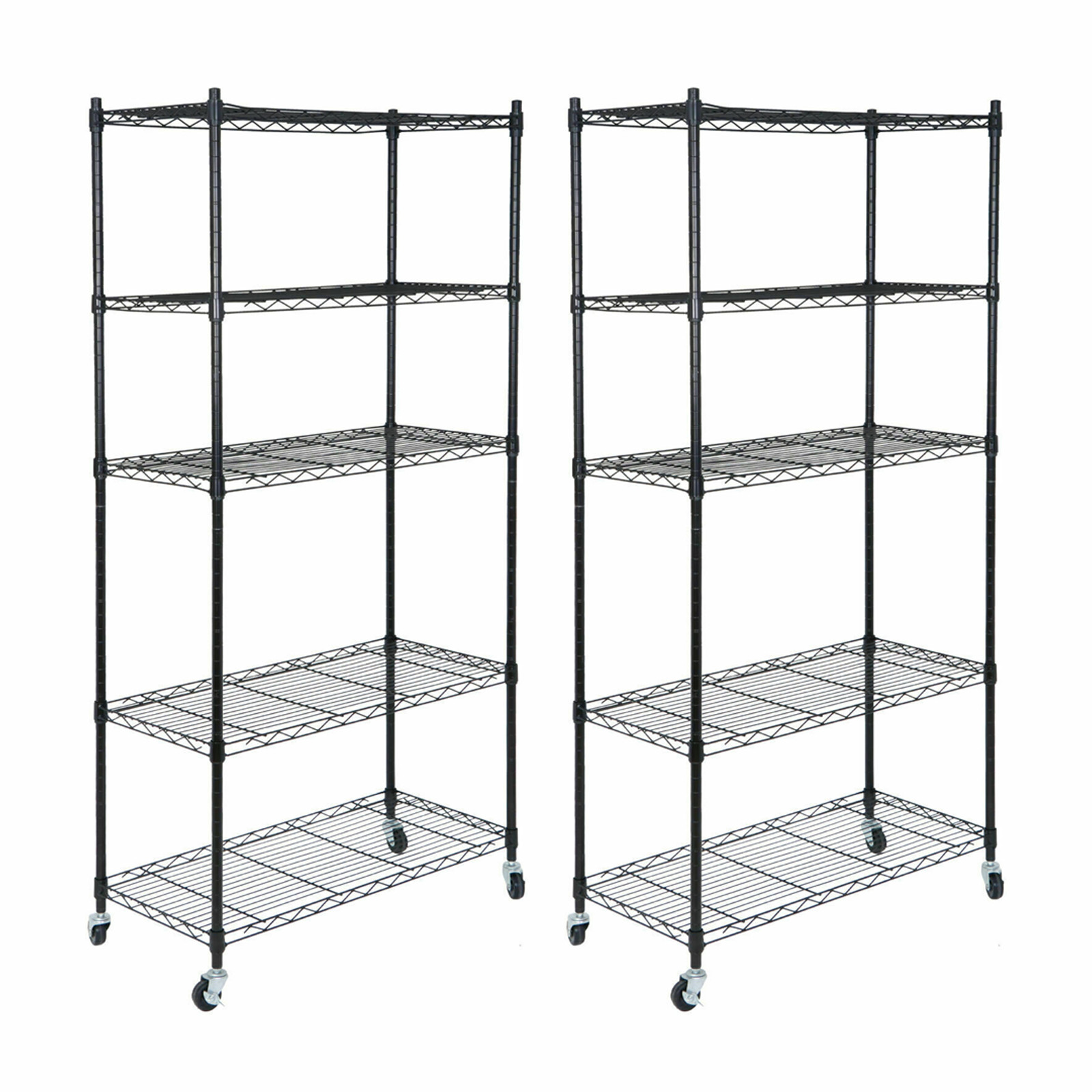 2PCS 5-Tier Shelves Wire Unit Rack Large Space Storage Rolling with 8 Casters gallery