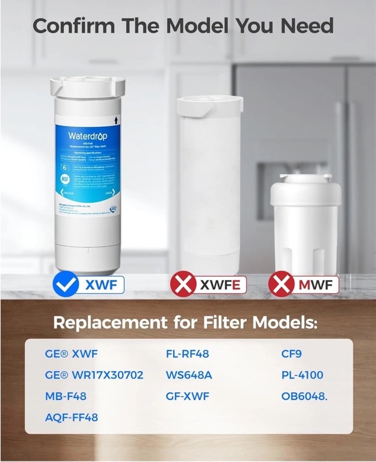 Waterdrop XWF Water Filter for GE® XWF Refrigerator for GE® XWF Lot Of 2 New E53 gallery