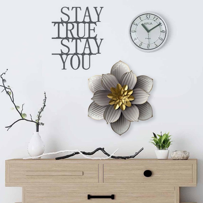 12" Metal Flower Wall Decor Rustic Floral Sculpture 3D Flower Art Decoration ... gallery