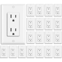 BESTTEN 20 Pack 15 Amp Decorator Wall Receptacle Outlet, Non-Tamper-Resistant…
