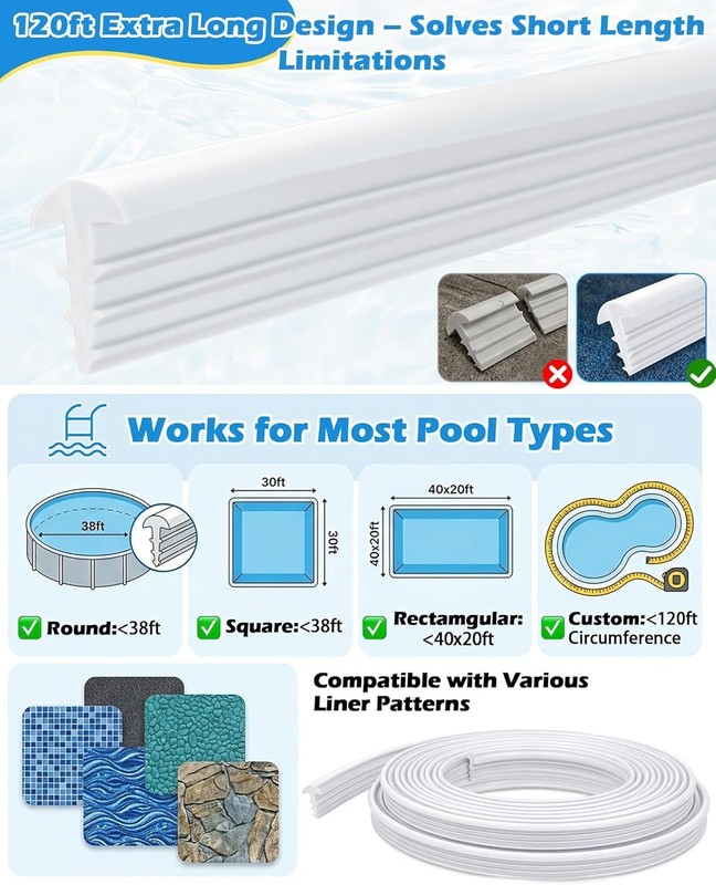 Cost-Effective 120ft T-Shape Pool Liner Lock for Inground & Above-Ground Pools gallery