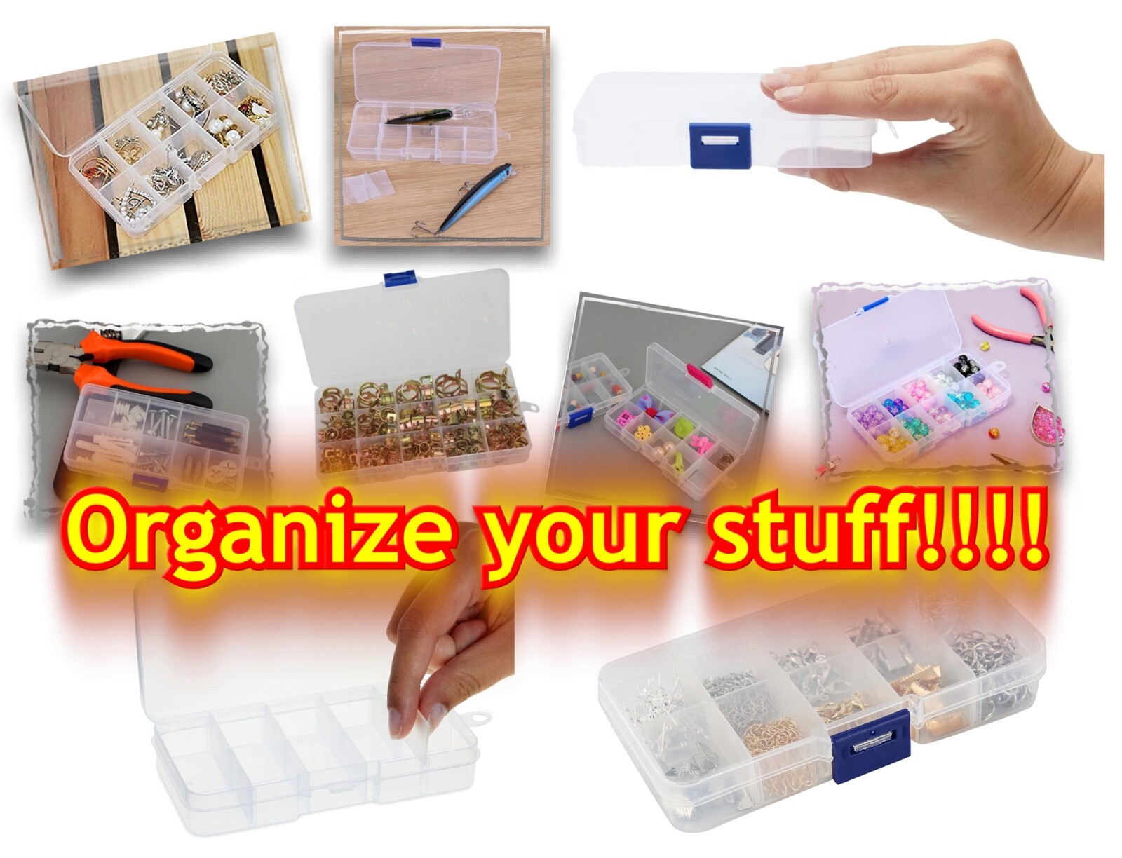 6 pcs - Clear Jewelry Box Bead Storage Craft Container Earrings Organizer gallery