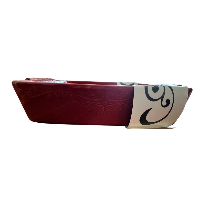 American Atelier Bargello Rectangular Baker 14.75" Red Brand New Stoneware Dish gallery