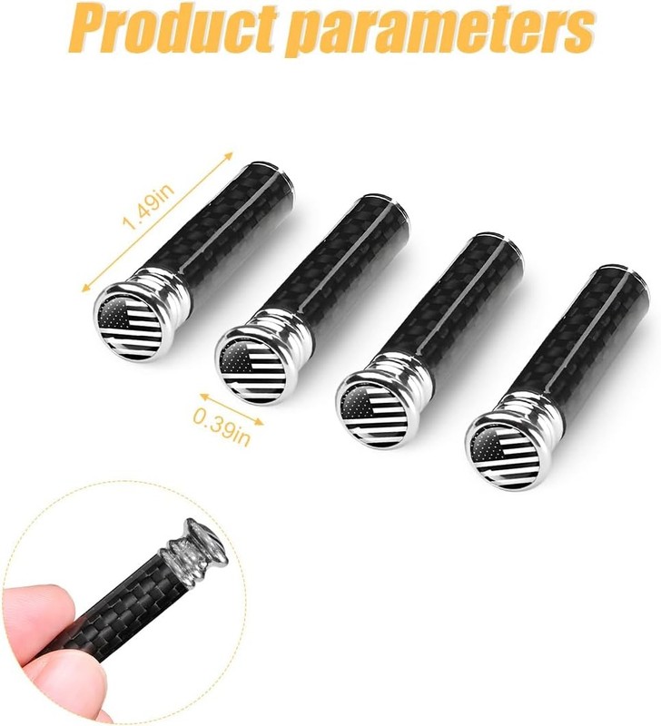 Moly Magnolia 4PCS Car Door Lock Knobs, American Flag Carbon Fiber Door Lock Pin gallery