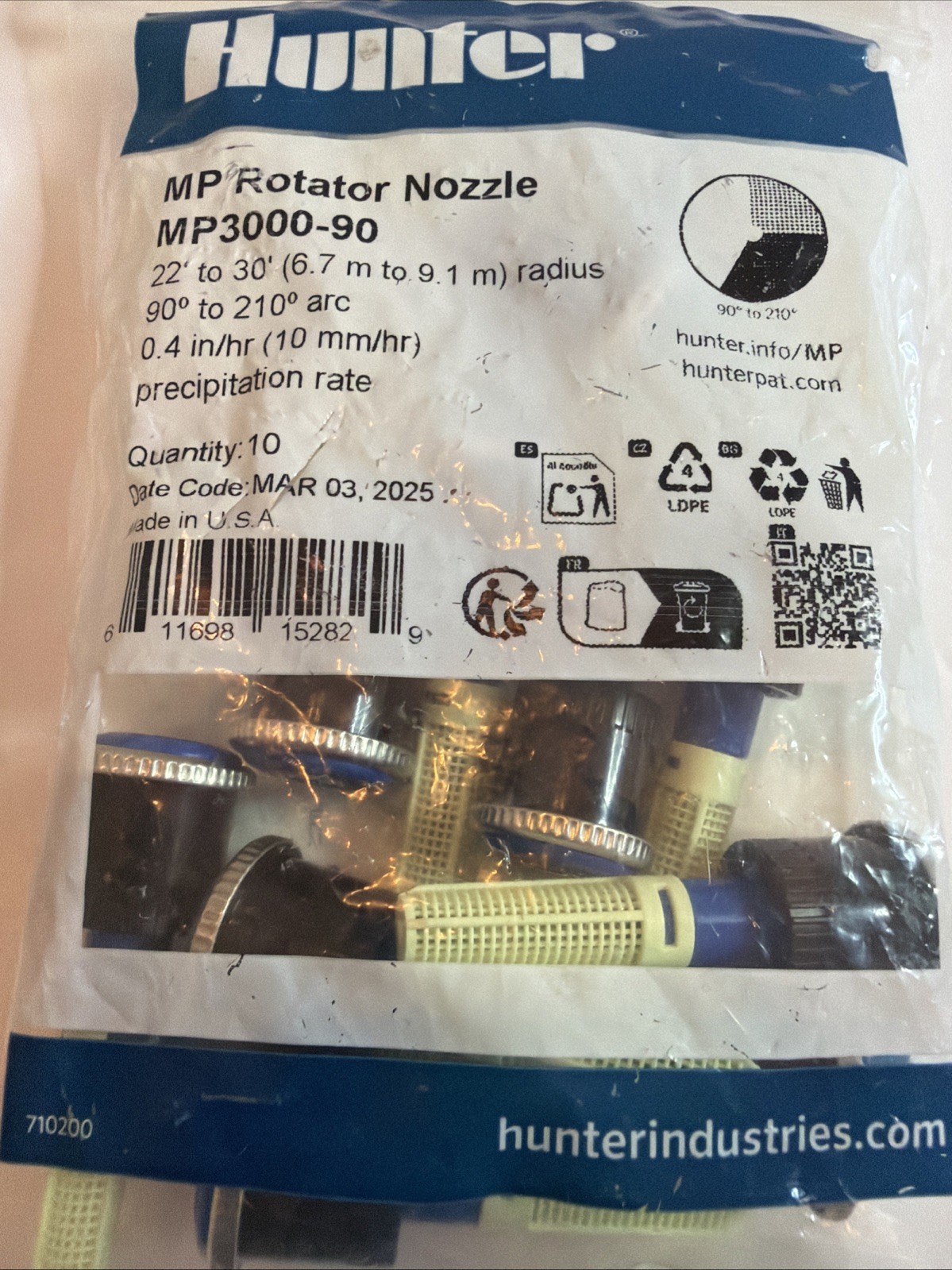 (QTY 10) Hunter MP3000-90 MP Rotator Series & Specialty Sprinkler Nozzle gallery