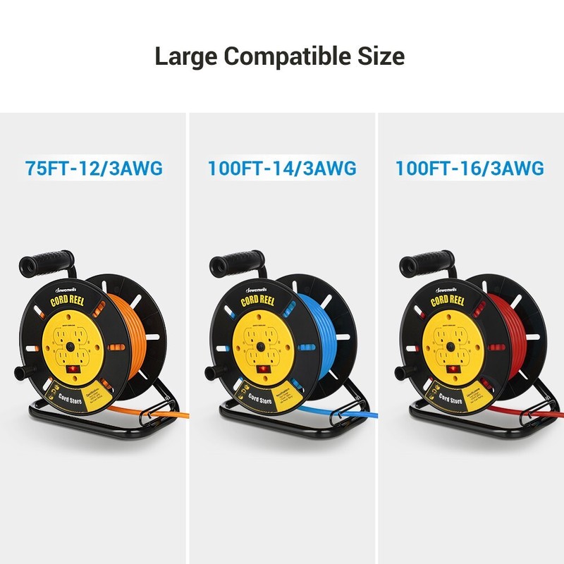 DEWENWILS Electrical Cord Extension Storage Reel with 4 Outlets Integrated Cord gallery