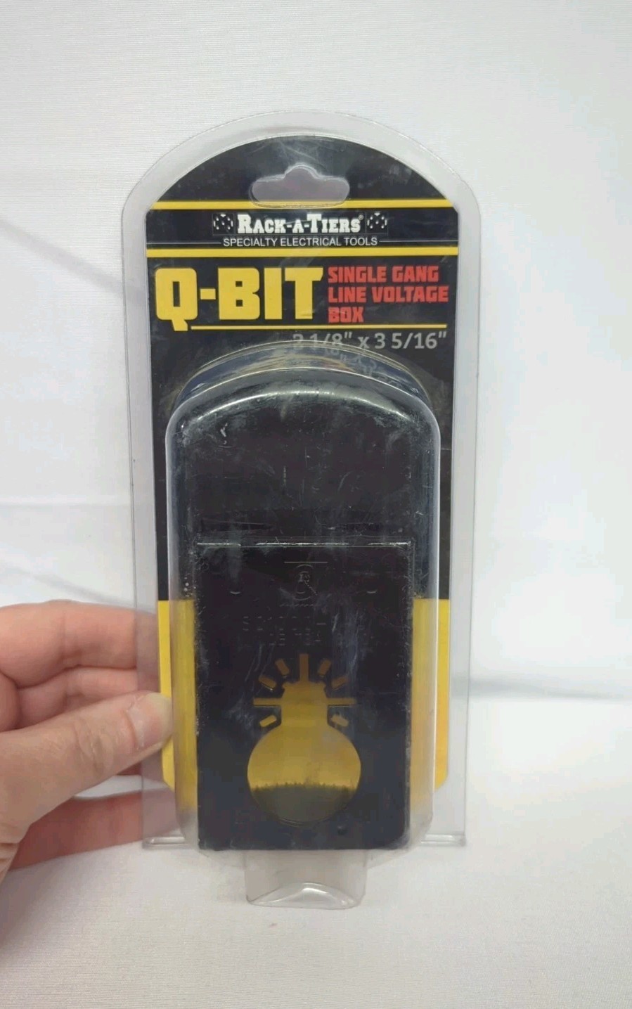 Rack-A-Tiers Q-Bit Single Gang Line Voltage Box 2 1/8" x 3 5/16" Enclosure Hole gallery