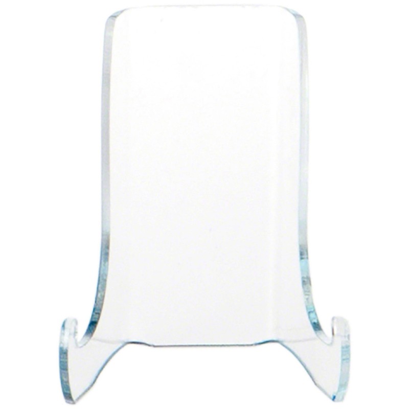 Plymor Clear Acrylic Flat Back Easel w/ Shallow Support Ledges 3"H x 2.5"W x 2"D gallery