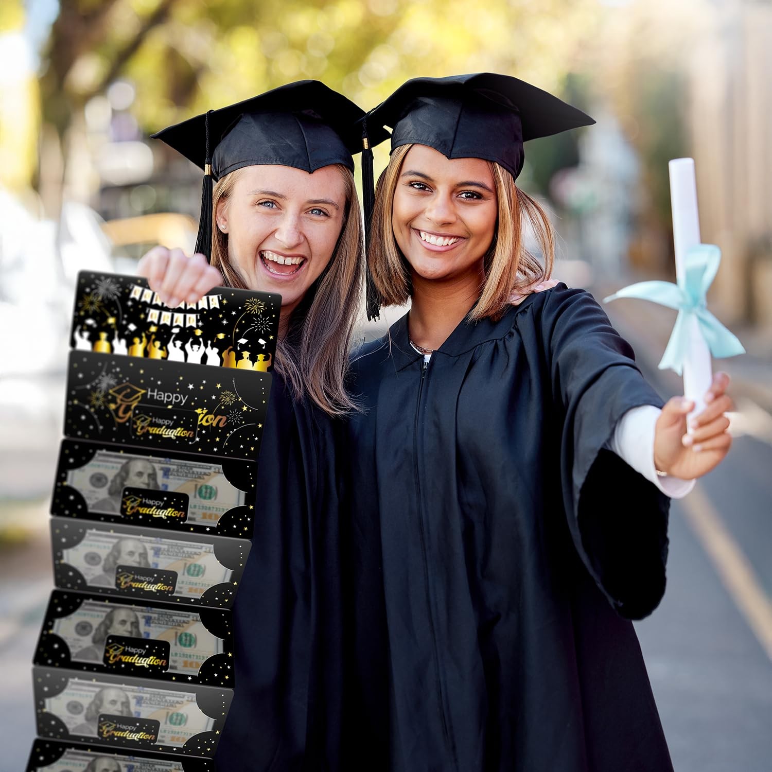 Black Graduation Envelope Money Holder with 10 Slots, Surprise Cash Gift Card Ho gallery