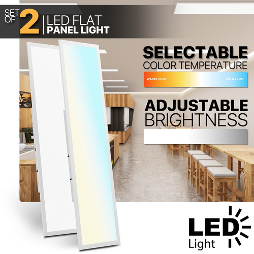 2Pcs 1x4 LED Flat Panel Light 4000LM 5000K Dimmable Drop Ceiling Troffer Fixture gallery