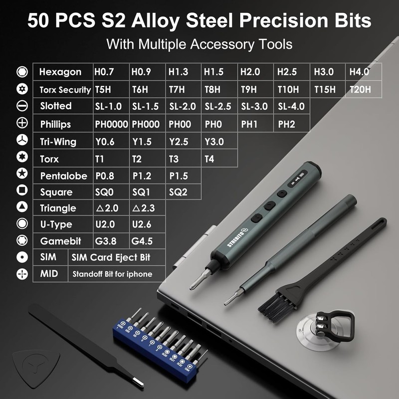 67-in-1 Precision Electric Screwdriver, 50 Bits, 5 Torque Settings, 4 LEDs gallery