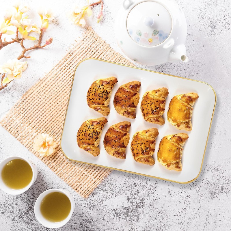 Plastic Serving Trays 3 Pack White And Gold 8x11 Inch Rectangular Party gallery