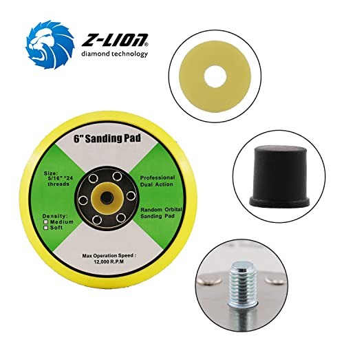 6 Inch Backing Pad Thread Plates for Air Sander Dual 5/16"-24 6 inches-2pcs gallery