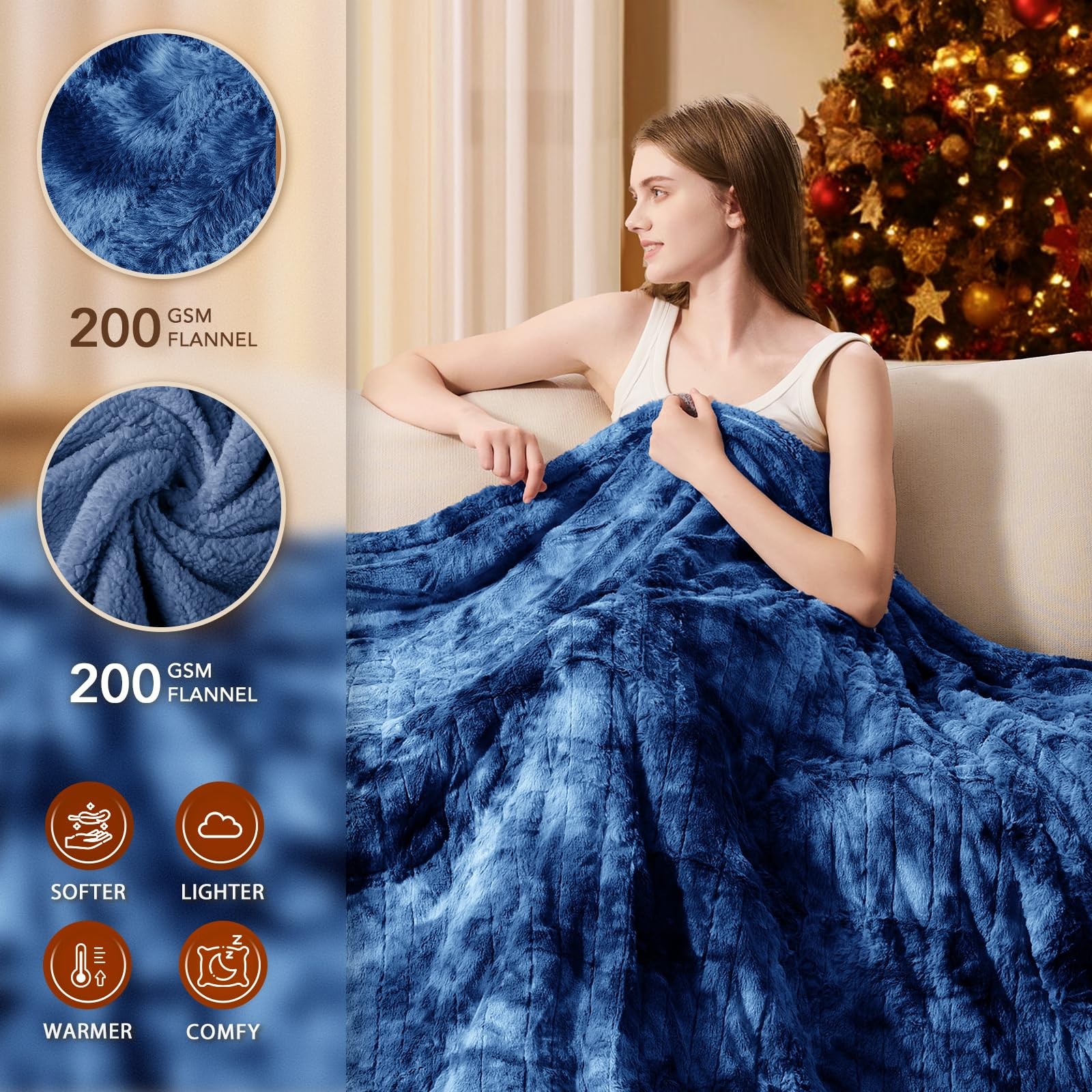 Heated Blanket Electric Throw 50"x60" Heating Blanket Throw 1/2/4/6/8 Hours ... gallery