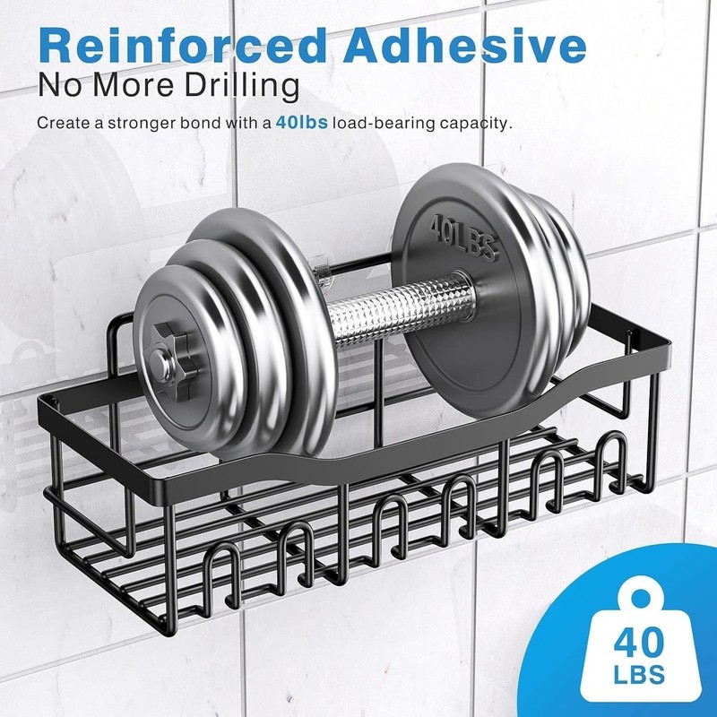 5-Pack Rustproof Stainless Steel Shower Caddy Set– No Drill Adhesive Bathroom... gallery
