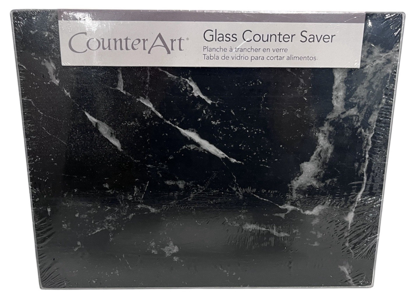 CounterArt Black Marble Design Glass Cutting Board 10 x 8 NEW Sealed gallery