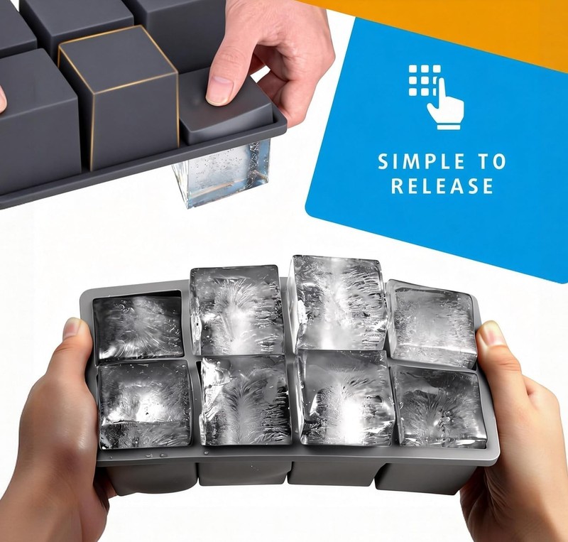 2-Pack Large Ice Cube Trays for Whiskey, Stackable & Easy-Release Silicone gallery