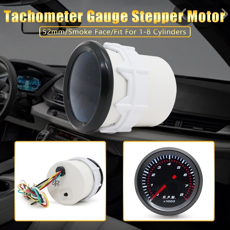 12V 52mm Tachometer with Mounting Bracket 0-8000 RPM for 1-8 Cylinder Engine gallery