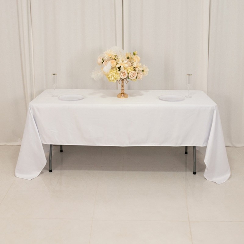 White 60x126" RECTANGLE Lamour Satin TABLECLOTH Wedding Party Home Banquet gallery