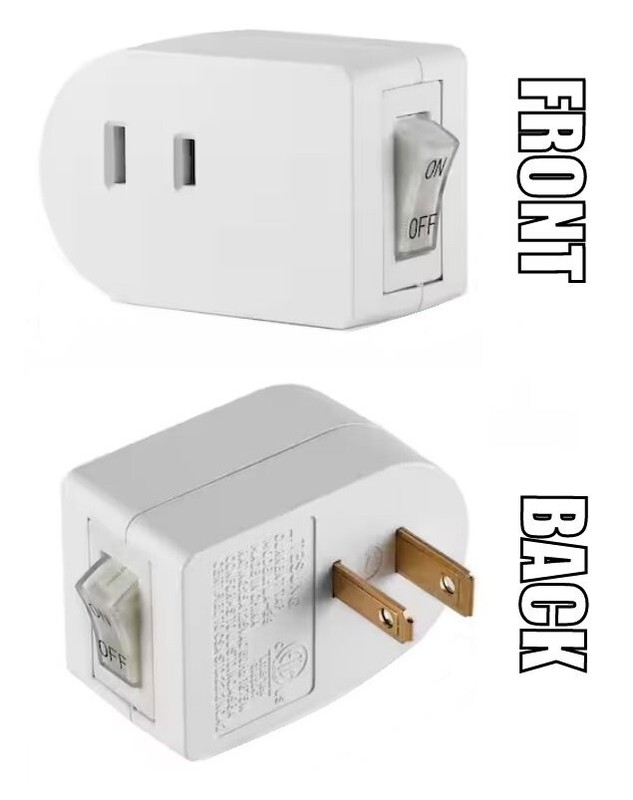 PLUG-IN POWER SWITCH, ON/OFF, TWO-PRONG, POLARIZED, ILLUMINATED, 125VAC gallery