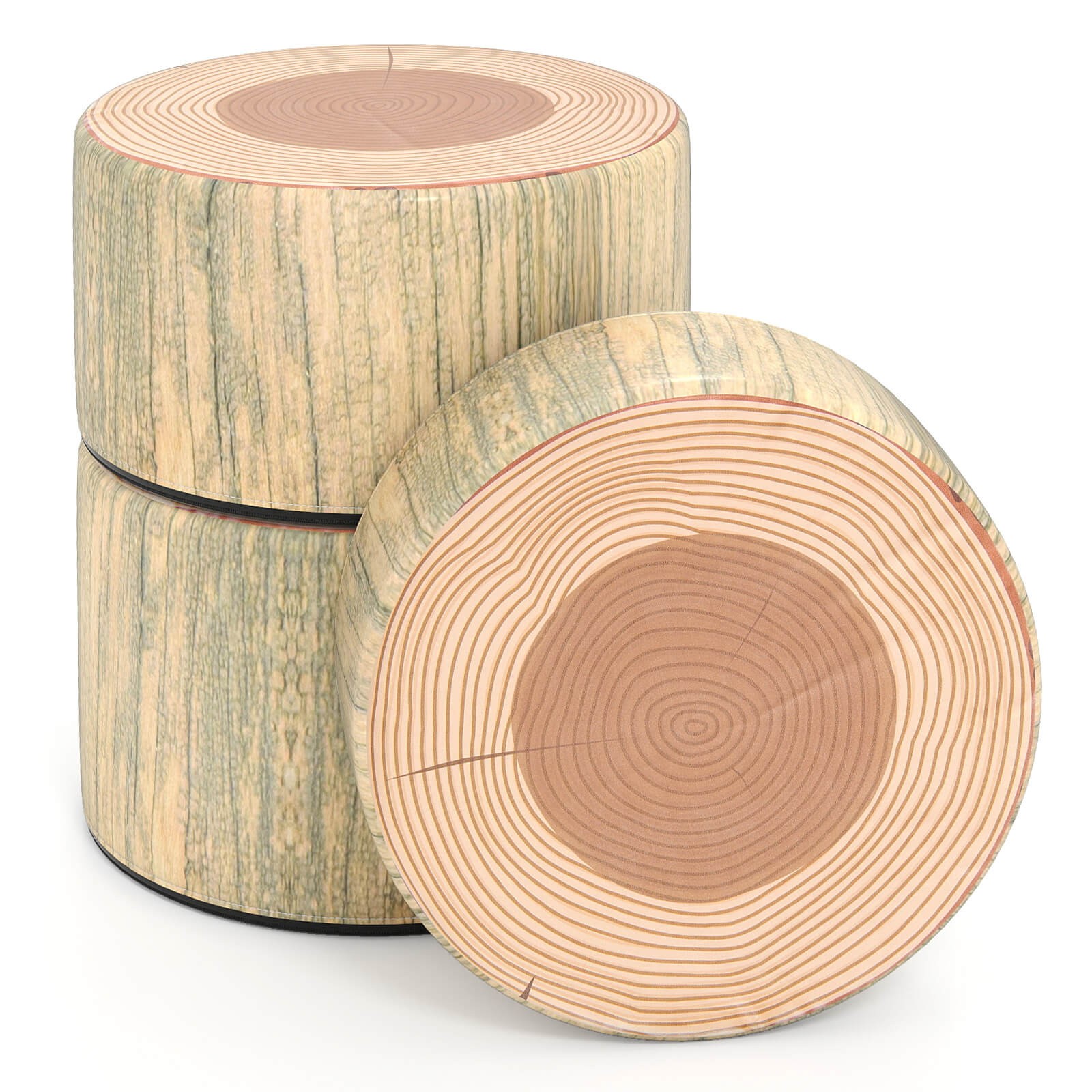 3 PCS Tree Stump Stool Set w/Wood Printing Nature Decoration & Different Height gallery