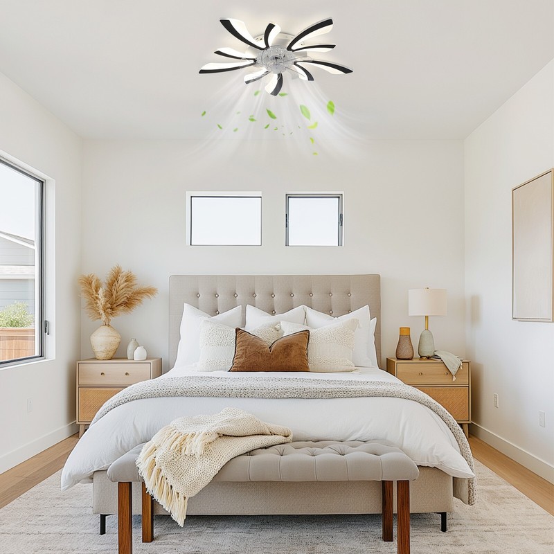Flush Mount Bladeless Ceiling Fan Light, APP Remote Control, Dimmable withMemory gallery