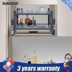 Pull Down Shelf Upper Kitchen Wall Cabinet Storage Organizer Dark Grey USA