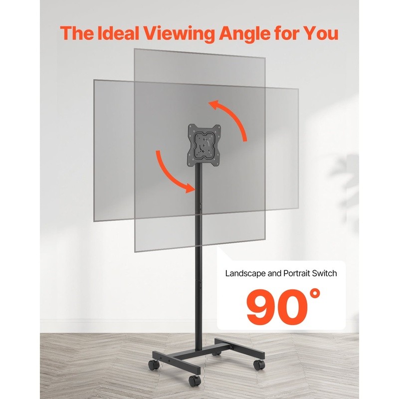 Mobile TV Stand W/ Wheels Adjustable Height 17-55 Inch Displays VESA Compatible gallery